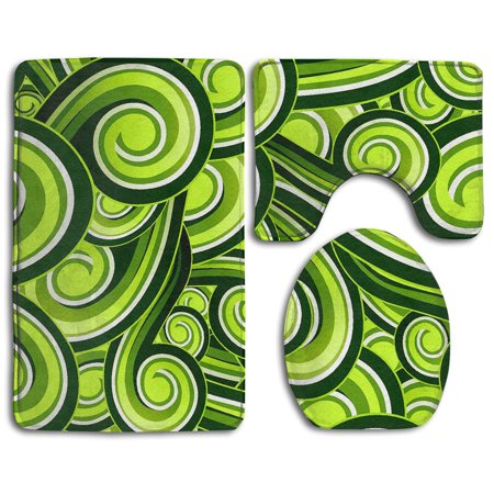 GOHAO Green Number Six 3 Piece Bathroom Rugs Set Bath Rug Contour Mat and Toilet Lid Cover