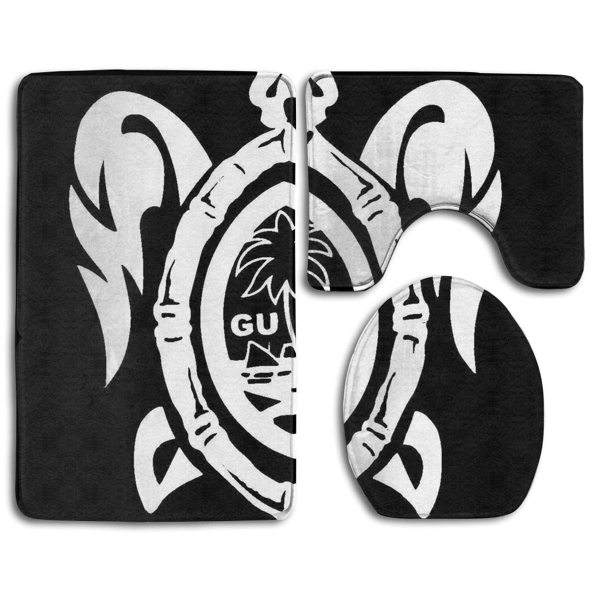 GOHAO Guam Seal in A Tribal Turtle 3 Piece Bathroom Rugs Set Bath Rug ...