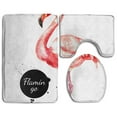 thumbnail image 1 of GOHAO H Drawn Sketch Watercolor Tropical Bird Flamingo Painted Isolated Exotic Nature 3 Piece Bathroom Rugs Set Bath Rug Contour Mat and Toilet Lid Cover, 1 of 2