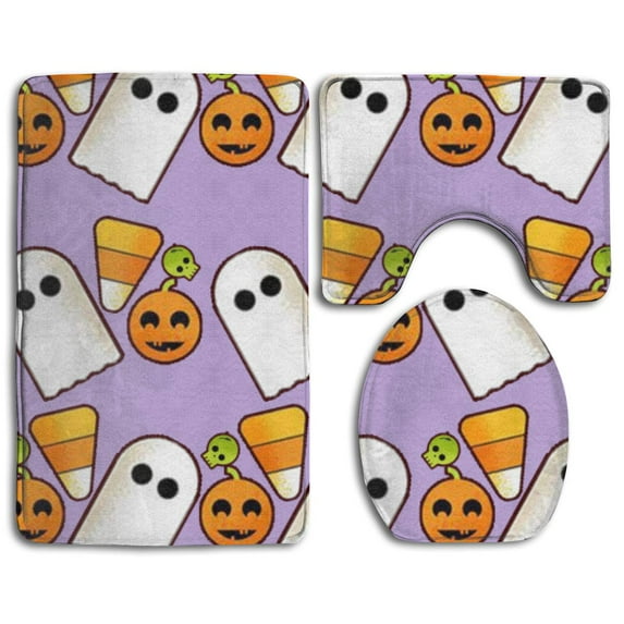 GOHAO Happy Halloween 3 Piece Bathroom Rugs Set Bath Rug Contour Mat and Toilet Lid Cover