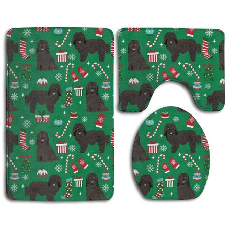 GOHAO Havanese Dogs Xmas Christmas Dog Havanese 3 Piece Bathroom Rugs Set Bath Rug Contour Mat and Toilet Lid Cover