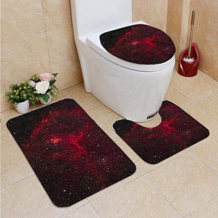 GOHAO He Nebula 3 Piece Bathroom Rugs Set Bath Rug Contour Mat and Toilet Lid Cover