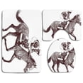 thumbnail image 1 of GOHAO Horse Sketchy Racing Horse and Jockey Equestrian Sports Theme Art 3 Piece Bathroom Rugs Set Bath Rug Contour Mat and Toilet Lid Cover, 1 of 2