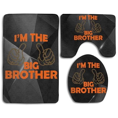 GOHAO I'm Big Brother 3 Piece Bathroom Rugs Set Bath Rug Contour Mat and Toilet Lid Cover