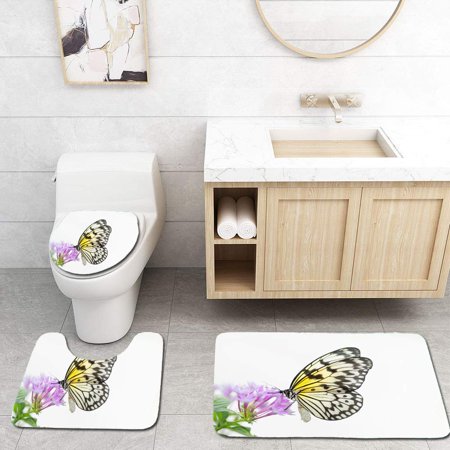 GOHAO Idea leuconoe 3 Piece Bathroom Rugs Set Bath Rug Contour Mat and Toilet Lid Cover