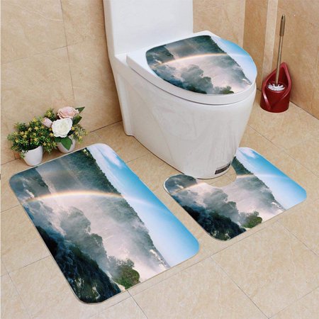 GOHAO Iguazu Falls Argentina 3 Piece Bathroom Rugs Set Bath Rug Contour Mat and Toilet Lid Cover