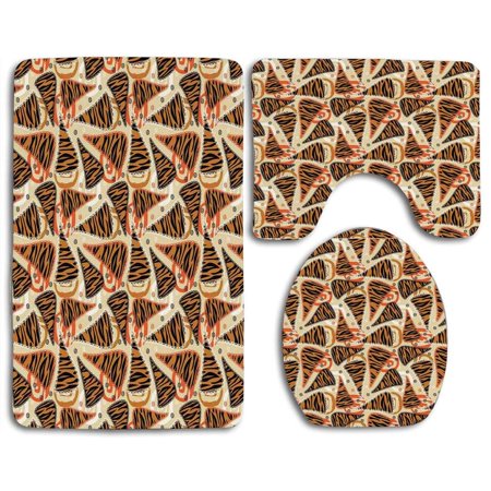 GOHAO Industrial Alphabet Letter Machinery Font Typography 3 Piece Bathroom Rugs Set Bath Rug Contour Mat and Toilet Lid Cover