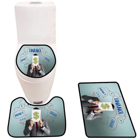 GOHAO Investment Currency forex Economy Trade Concept 3 Piece Bathroom Rugs Set Bath Rug Contour Mat and Toilet Lid Cover
