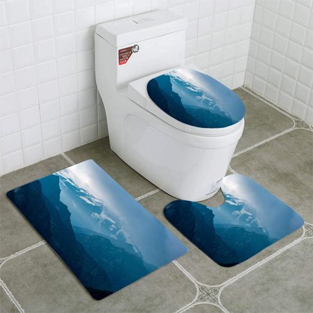 GOHAO Italian Alps Monte Rosa Mountain Range Landscape at Sunset 3 Piece Bathroom Rugs Set Bath Rug Contour Mat and Toilet Lid Cover