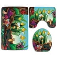 thumbnail image 1 of GOHAO Ladybug Butterfly Bee in Exotic Garden Botany Cute Kids Nursery Themed Cartoon Art 3 Piece Bathroom Rugs Set Bath Rug Contour Mat and Toilet Lid Cover, 1 of 2