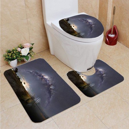 GOHAO Lake Bonney Arch 3 Piece Bathroom Rugs Set Bath Rug Contour Mat and Toilet Lid Cover