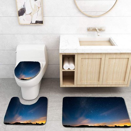 GOHAO Lanzarote Night Sky Milky Way 3 Piece Bathroom Rugs Set Bath Rug Contour Mat and Toilet Lid Cover