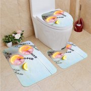 GOHAO Lavender Lemonade 3 Piece Bathroom Rugs Set Bath Rug Contour Mat and Toilet Lid Cover