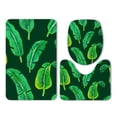 thumbnail image 1 of GOHAO Leaves Watercolor Green 3 Piece Bathroom Rugs Set Bath Rug Contour Mat and Toilet Lid Cover, 1 of 2