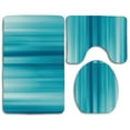 thumbnail image 1 of GOHAO Light Blue Abstract Blurred Vertical Stripes Digital Effect Futuristic Ombre Energetic 3 Piece Bathroom Rugs Set Bath Rug Contour Mat and Toilet Lid Cover, 1 of 2