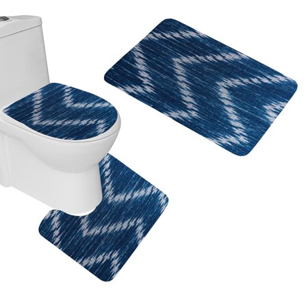 GOHAO Lines Texture Zigzags Cloth 3 Piece Bathroom Rugs Set Bath Rug Contour Mat and Toilet Lid Cover