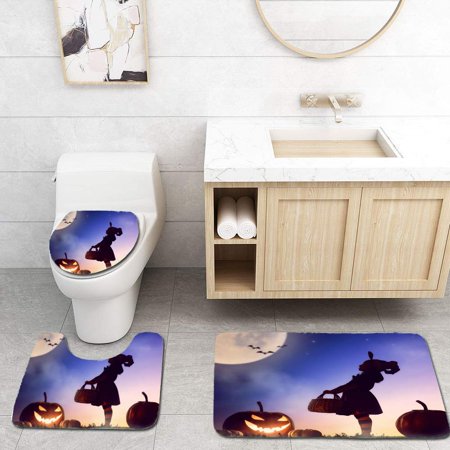 GOHAO Little Witch Outdoors 3 Piece Bathroom Rugs Set Bath Rug Contour Mat and Toilet Lid Cover