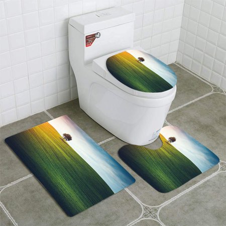 GOHAO Lonely Tree in Tuscany 3 Piece Bathroom Rugs Set Bath Rug Contour Mat and Toilet Lid Cover