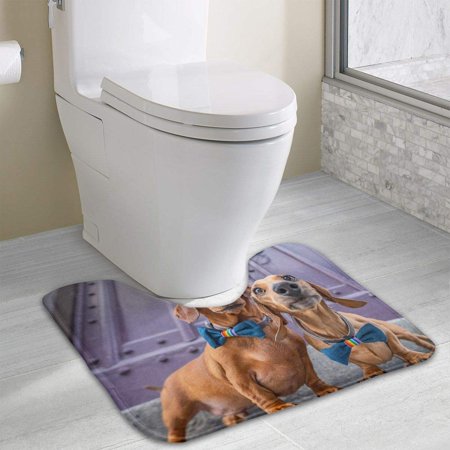 GOHAO Love Dog Couple 3 Piece Bathroom Rugs Set Bath Rug Contour Mat and Toilet Lid Cover