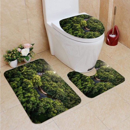 GOHAO MATA Atlantica Atlantic Forest in Brazil 3 Piece Bathroom Rugs Set Bath Rug Contour Mat and Toilet Lid Cover