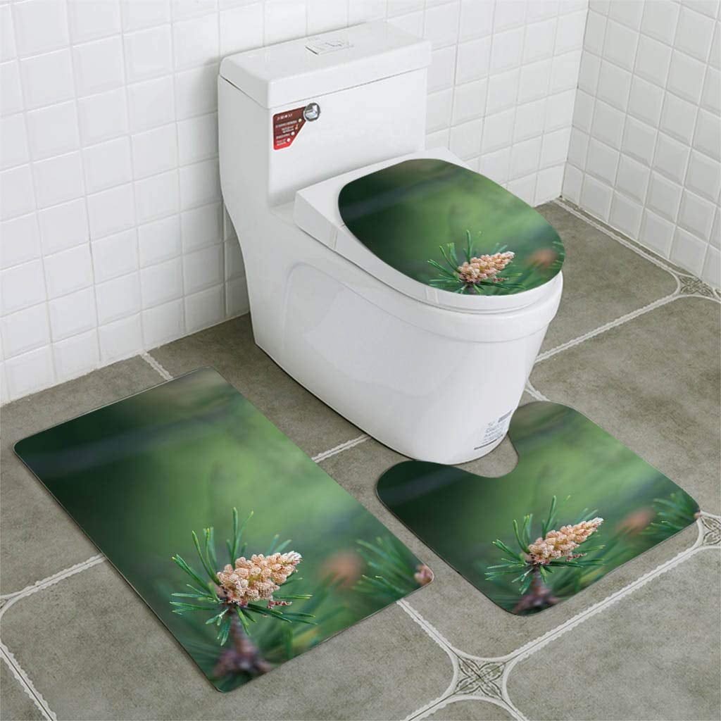 GOHAO Male Cones Scots Pine 3 Piece Bathroom Rugs Set Bath Rug Contour ...