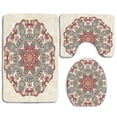 thumbnail image 1 of GOHAO Mandala Oriental Mandala Figure Vintage Style Boho Art Geometric Forms 3 Piece Bathroom Rugs Set Bath Rug Contour Mat and Toilet Lid Cover, 1 of 2