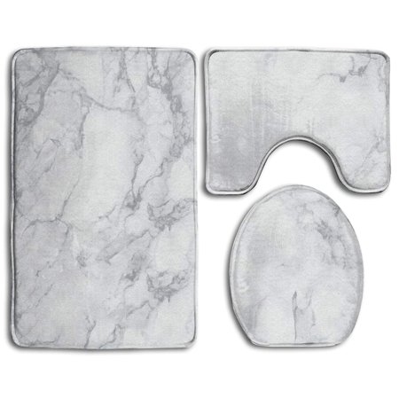 GOHAO Marble Kimsa 3 Piece Bathroom Rugs Set Bath Rug Contour Mat and Toilet Lid Cover
