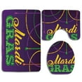 thumbnail image 1 of GOHAO Mardi Gras Beads and Tassels Masquerade Theme Calligraphy Fun 3 Piece Bathroom Rugs Set Bath Rug Contour Mat and Toilet Lid Cover, 1 of 2