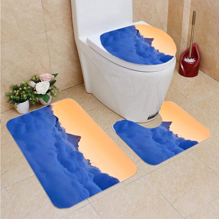 GOHAO Matterhorn in Stratosphere Cloud at Sunrise 3 Piece Bathroom Rugs Set Bath Rug Contour Mat and Toilet Lid Cover