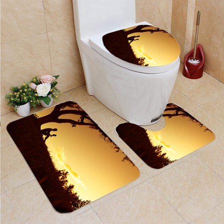 GOHAO Men Reading Book 3 Piece Bathroom Rugs Set Bath Rug Contour Mat and Toilet Lid Cover
