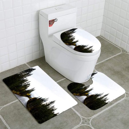 GOHAO Middle Road 3 Piece Bathroom Rugs Set Bath Rug Contour Mat and Toilet Lid Cover