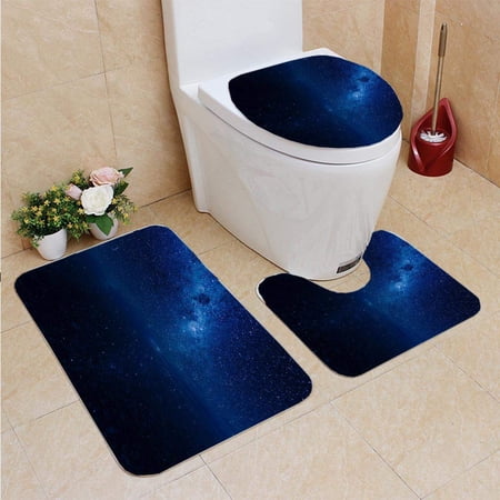 GOHAO Milky Way Galaxy Shooting Stars 0386311 3 Piece Bathroom Rugs Set Bath Rug Contour Mat and Toilet Lid Cover
