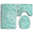 thumbnail image 1 of GOHAO Mint Green 3 Piece Bathroom Rugs Set Bath Rug Contour Mat and Toilet Lid Cover, 1 of 2