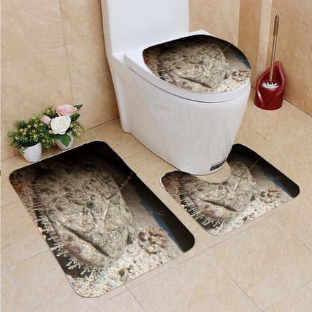 GOHAO Monkfish 3 Piece Bathroom Rugs Set Bath Rug Contour Mat and Toilet Lid Cover