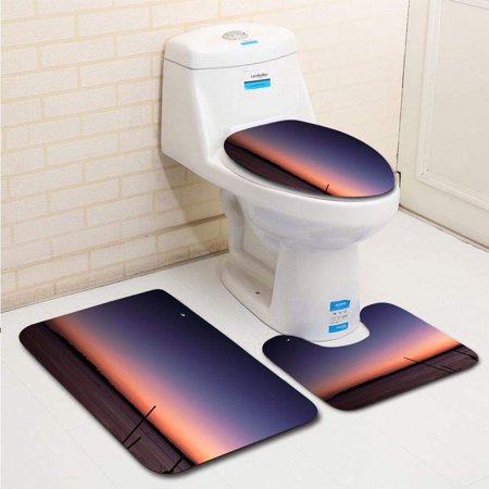GOHAO Moon Dusk 3 Piece Bathroom Rugs Set Bath Rug Contour Mat and Toilet Lid Cover