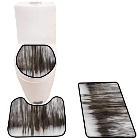GOHAO Motion Blur Winter Forest dur Snowstorm Create by Camera Movement 3 Piece Bathroom Rugs Set Bath Rug Contour Mat and Toilet Lid Cover