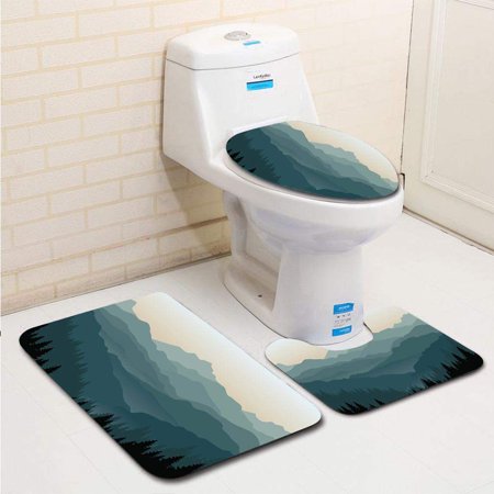 GOHAO Mountain Landscape at Dawn 3 Piece Bathroom Rugs Set Bath Rug Contour Mat and Toilet Lid Cover