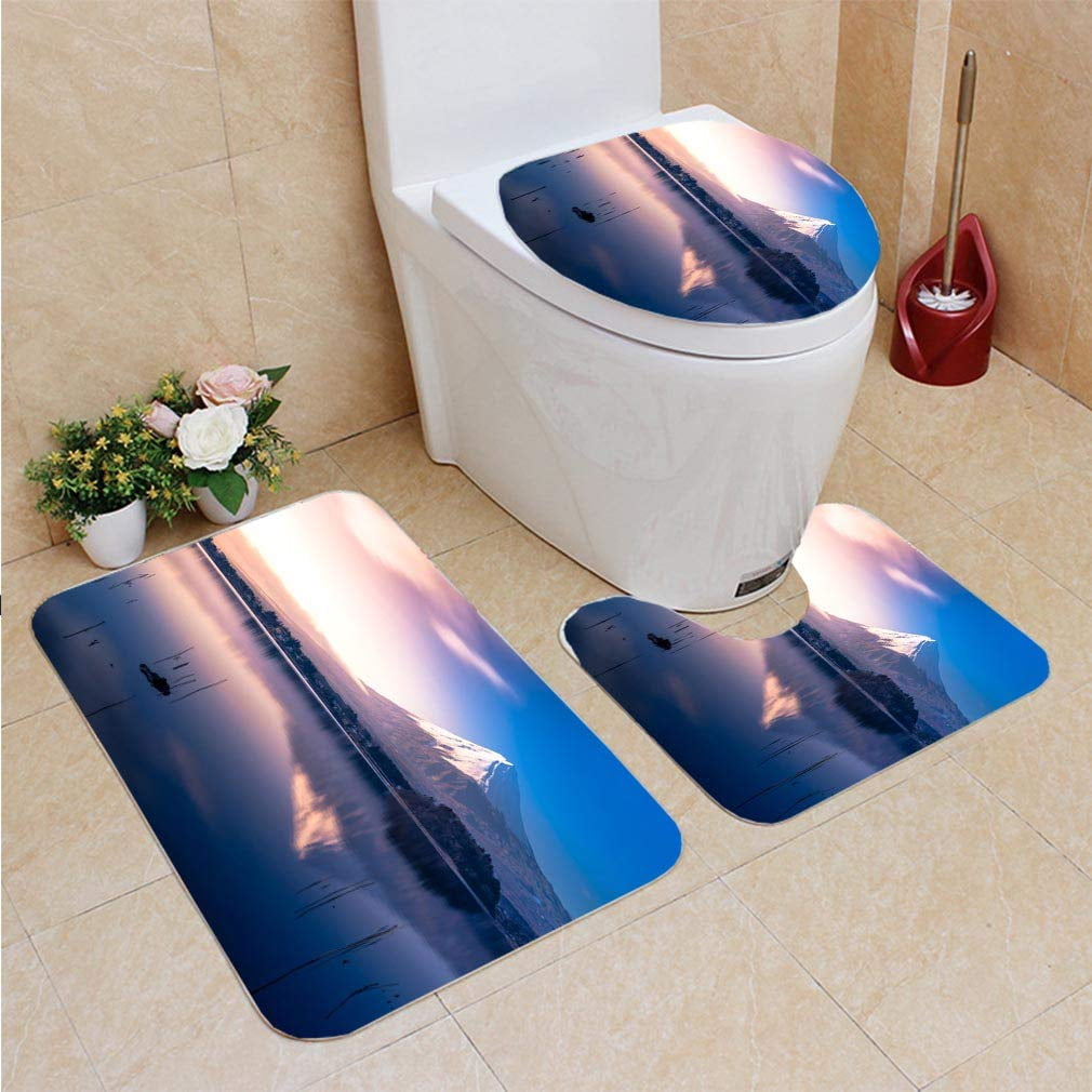 GOHAO Mt Fuji Lake Kawaguchi 3 Piece Bathroom Rugs Set Bath Rug Contour ...