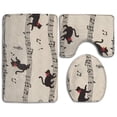 thumbnail image 1 of GOHAO Music Note Cat 3 Piece Bathroom Rugs Set Bath Rug Contour Mat and Toilet Lid Cover, 1 of 2