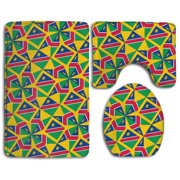 GOHAO Namibia Flag Artascope Flower 3 Piece Bathroom Rugs Set Bath Rug Contour Mat and Toilet Lid Cover