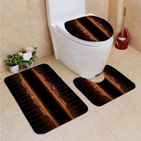 GOHAO Neon Halloween Fram 3 Piece Bathroom Rugs Set Bath Rug Contour Mat and Toilet Lid Cover