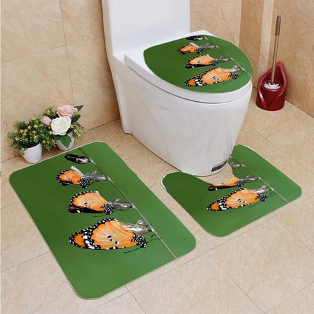 GOHAO New Born 3 Piece Bathroom Rugs Set Bath Rug Contour Mat and Toilet Lid Cover