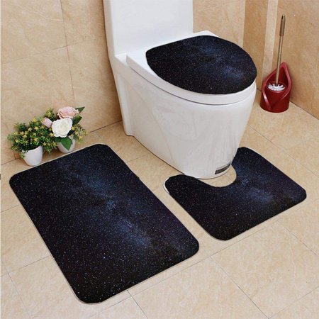 GOHAO Night Sky Milky Way 3 Piece Bathroom Rugs Set Bath Rug Contour Mat and Toilet Lid Cover