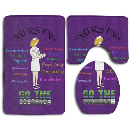 GOHAO Nursing Career 3 Piece Bathroom Rugs Set Bath Rug Contour Mat and Toilet Lid Cover