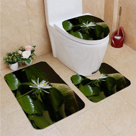 GOHAO Nymphaea nouchali Nymphaea stellata Also Known as Star Water Lily Aquatic Plants in Brasilias Gardens 3 Piece Bathroom Rugs Set Bath Rug Contour Mat and Toilet Lid Cover