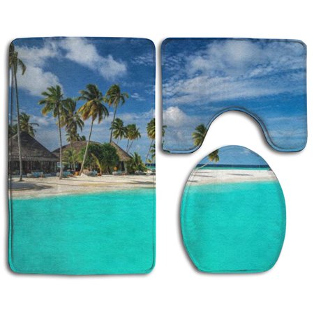 GOHAO Ocean Under Cloudy Sky 3 Piece Bathroom Rugs Set Bath Rug Contour Mat and Toilet Lid Cover