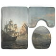 thumbnail image 1 of GOHAO Old Pirate Sailing Ships Navigation 3 Piece Bathroom Rugs Set Bath Rug Contour Mat and Toilet Lid Cover, 1 of 2