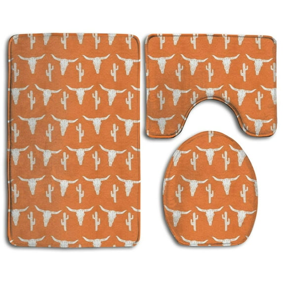 GOHAO Orange Flannel Bath Rugs, 3' x 2' (3 Pieces)
