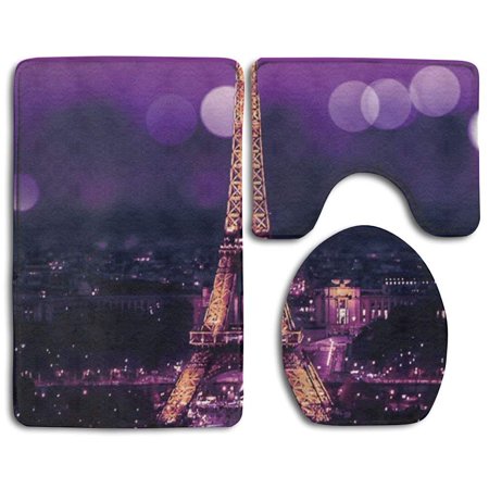 GOHAO Pairs Sunset 3 Piece Bathroom Rugs Set Bath Rug Contour Mat and Toilet Lid Cover