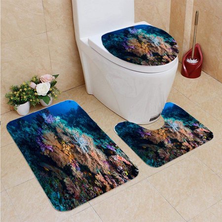 GOHAO Palau Micronesia 3 Piece Bathroom Rugs Set Bath Rug Contour Mat and Toilet Lid Cover